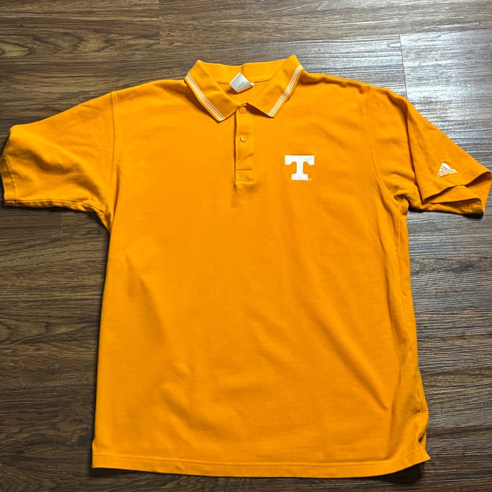 Vtg Adidas Tennessee Volunteers NCAA Polo Shirt Mens Large Orange Logo